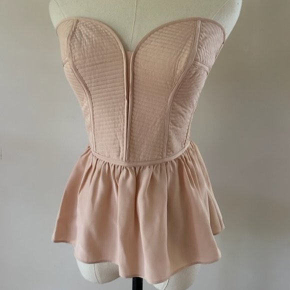 Parker Penelope Peplum 100% Silk Light Pink Corset Bustier